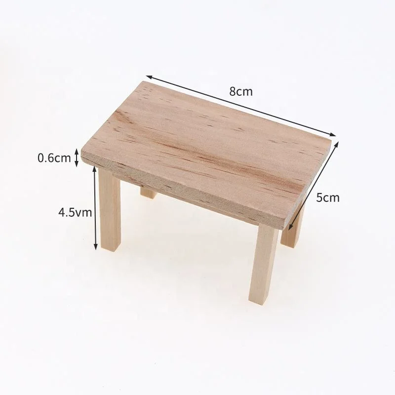 Dollhouse Miniature Wooden Rectangle Table Model Toys DIY Furniture Accessories