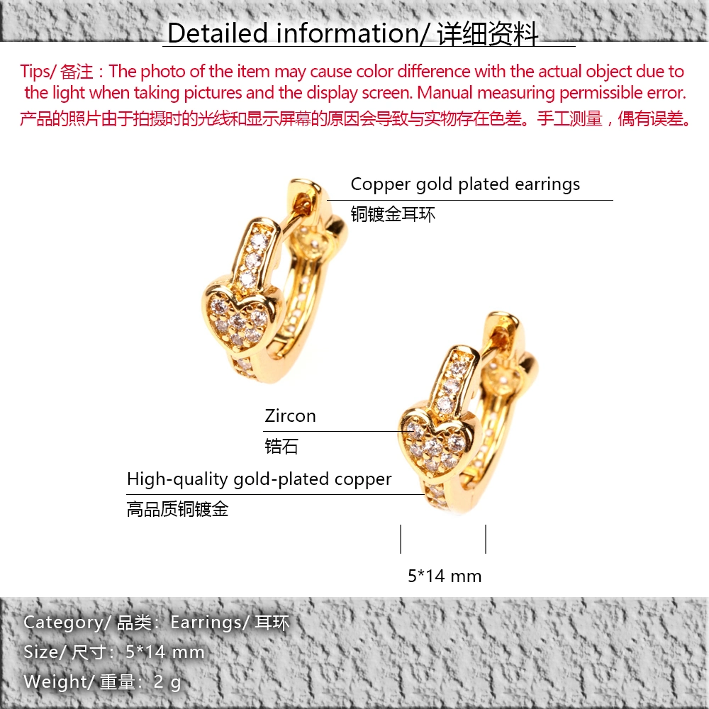 Fashionable Gold and White Gold Plated Hoop Zircon Earrings for Women