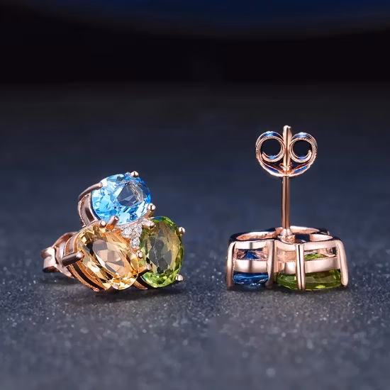 OEM かわいいファッション スターリング シルバー ジェムストーン イヤリング ネックレス ジュエリー セット女性用