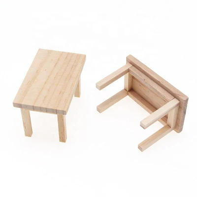 ドールハウスミニチュア木製長方形テーブルモデルおもちゃ DIY 家具アクセサリー